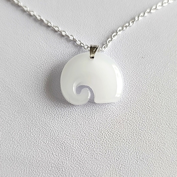 Boho Gypsy Sisters Jewelry - White ELEPHANT Necklace Handcrafted Glass 925S Coat Chain 24 in